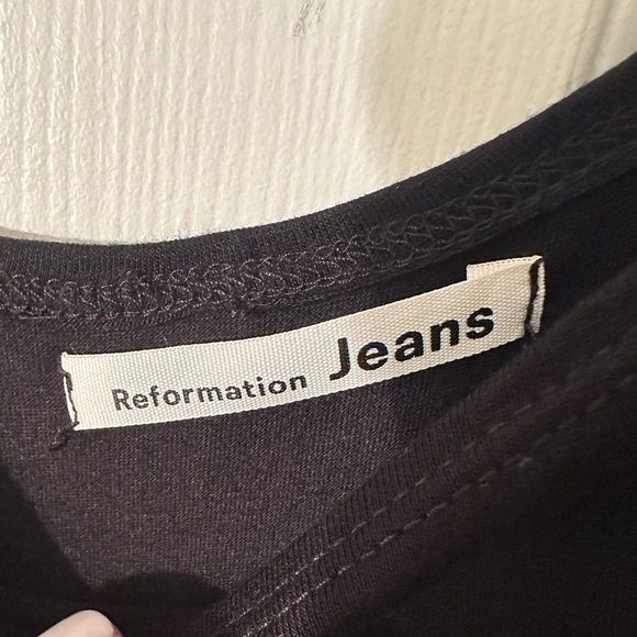 REFORMATION Jeans MEDIUM Black Kaila Tank Wrap LBD Dress Stretch Knit Scoop NecK - Picture 8 of 14